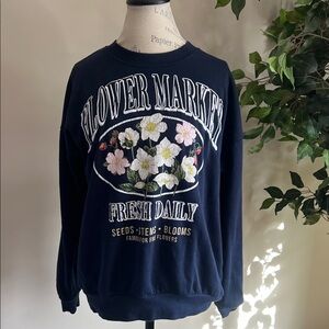 Navy Blue Flower Market Sweatshirt